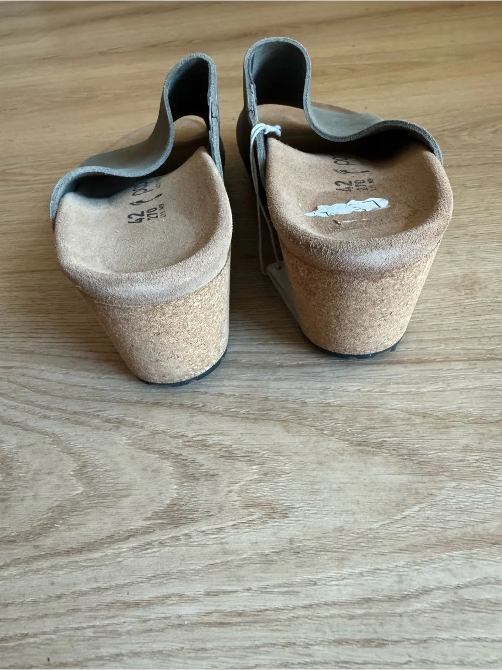 Birkenstock Papillion Namica Wedge Shoes Sandals Metallic Gold Suede sz 42 NWT